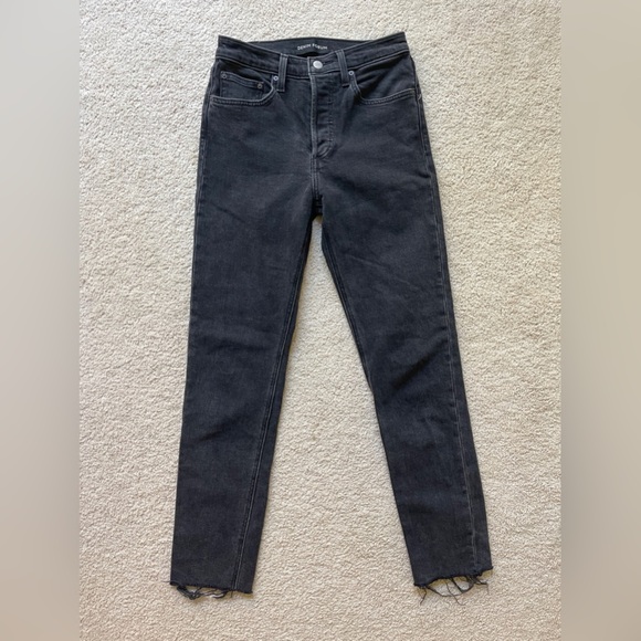 Denim Forum The Yoko High Rise Slim Skinny Button Fly Jeans Black - Picture 5 of 9